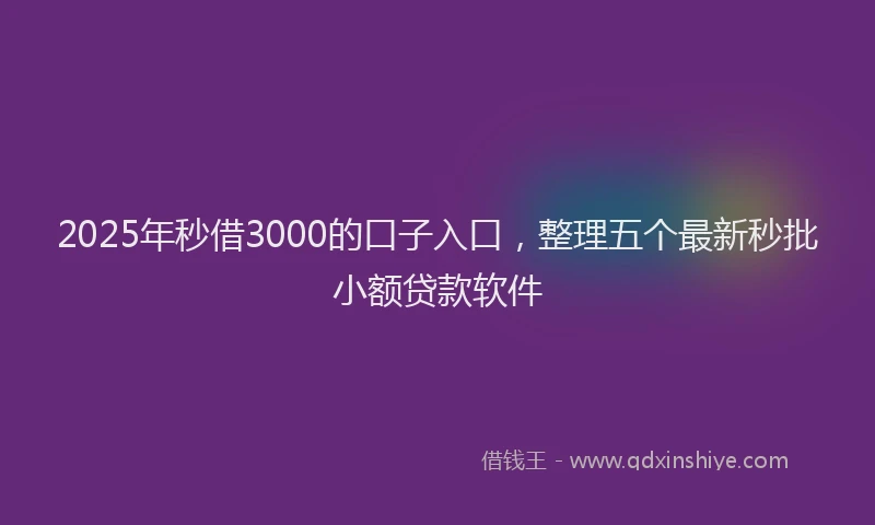 2025年秒借3000的口子入口，整理五个最新秒批小额贷款软件