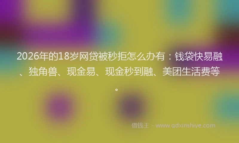 2026年的18岁网贷被秒拒怎么办有：钱袋快易融、独角兽、现金易、现金秒到融、美团生活费等。
