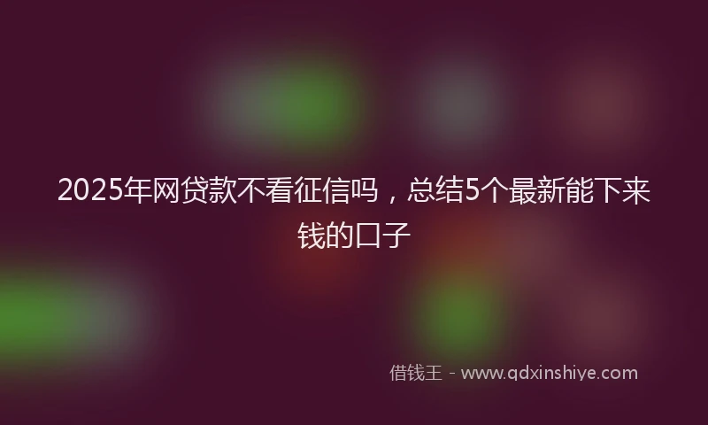 2025年网贷款不看征信吗,总结5个最新能下来钱的口子