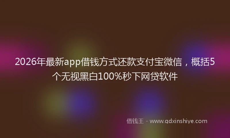 2026年最新app借钱方式还款支付宝微信，概括5个无视黑白100%秒下网贷软件