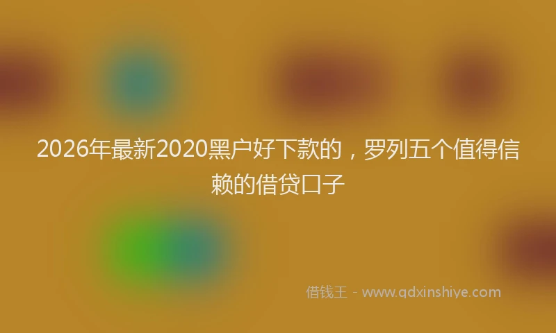 2026年最新2020黑户好下款的，罗列五个值得信赖的借贷口子