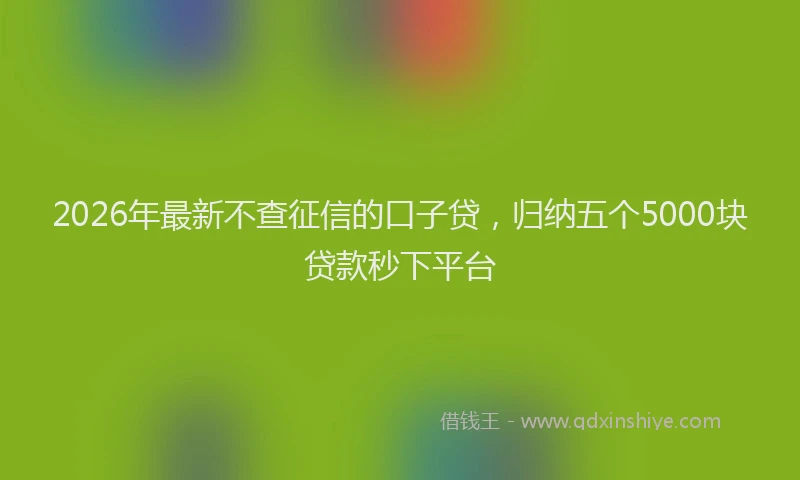 2026年最新不查征信的口子贷，归纳五个5000块贷款秒下平台