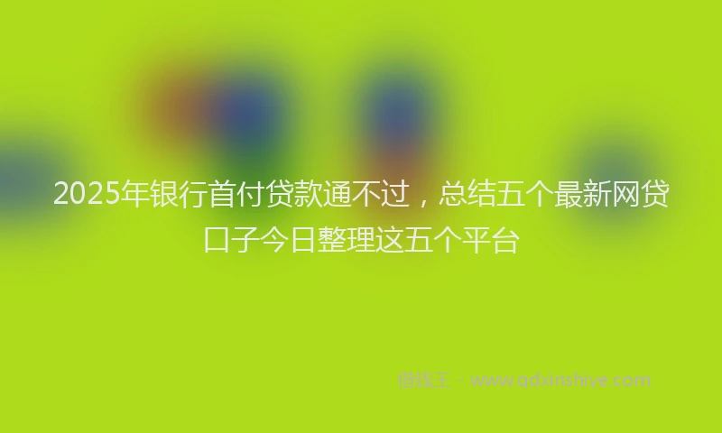 2025年银行首付贷款通不过，总结五个最新网贷口子今日整理这五个平台