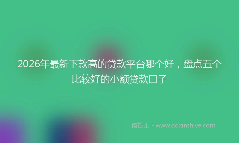 2026年最新下款高的贷款平台哪个好，盘点五个比较好的小额贷款口子