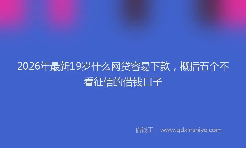 2026年最新19岁什么网贷容易下款,概括五个不看征信的借钱口子