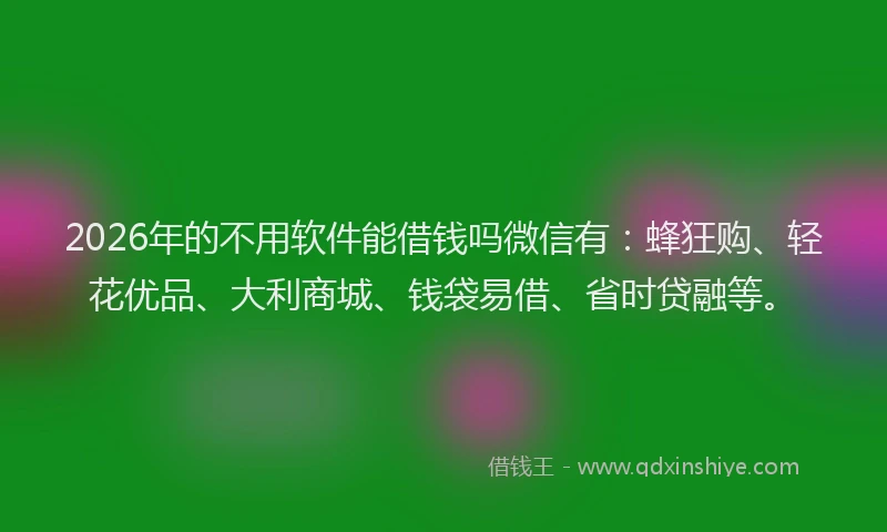 2026年的不用软件能借钱吗微信有：蜂狂购、轻花优品、大利商城、钱袋易借、省时贷融等。