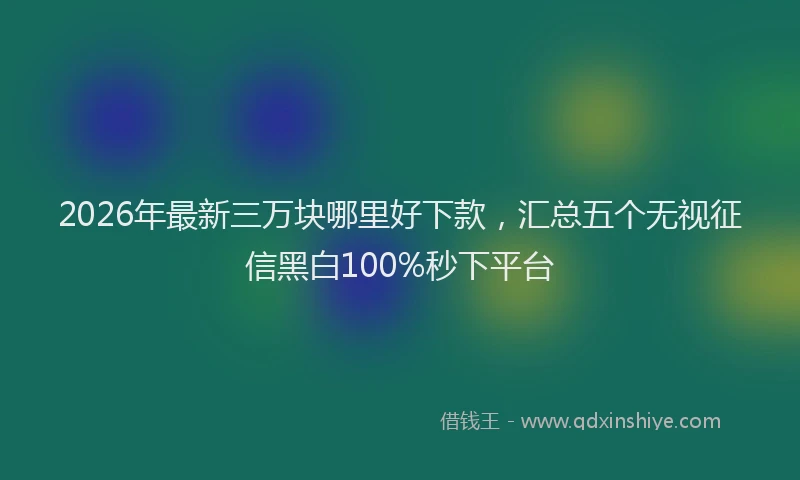 2026年最新三万块哪里好下款，汇总五个无视征信黑白100%秒下平台