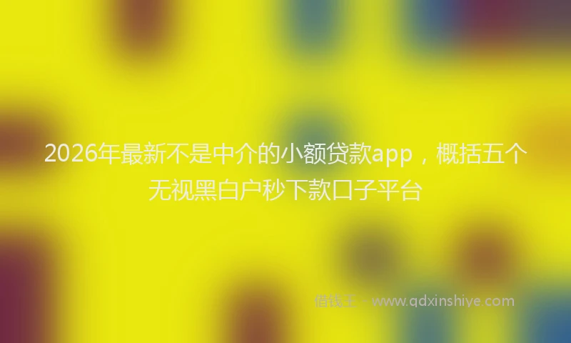 2026年最新不是中介的小额贷款app，概括五个无视黑白户秒下款口子平台