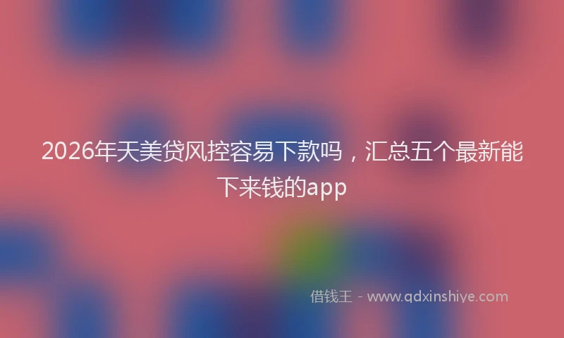2026年天美贷风控容易下款吗,汇总五个最新能下来钱的app