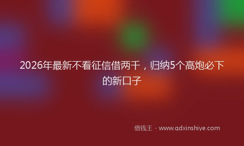 2026年最新不看征信借两千，归纳5个高炮必下的新口子