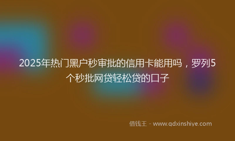 2025年热门黑户秒审批的信用卡能用吗,罗列5个秒批网贷轻松贷的口子