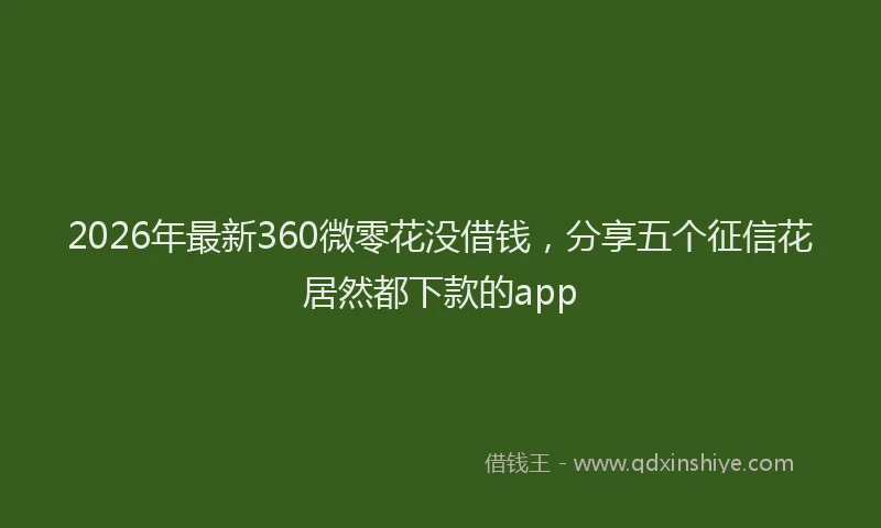 2026年最新360微零花没借钱，分享五个征信花居然都下款的app