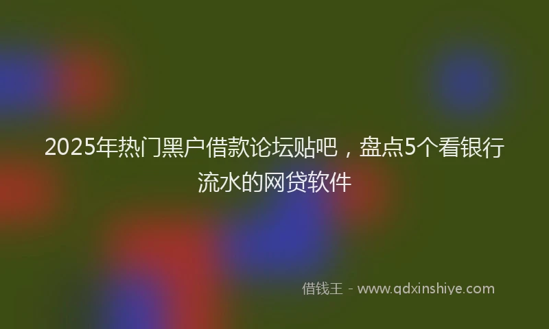 2025年热门黑户借款论坛贴吧,盘点5个看银行流水的网贷软件