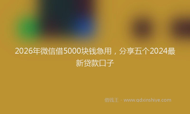 2026年微信借5000块钱急用，分享五个2024最新贷款口子