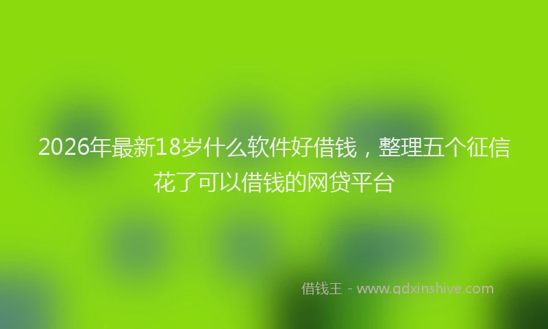 2026年最新18岁什么软件好借钱，整理五个征信花了可以借钱的网贷平台