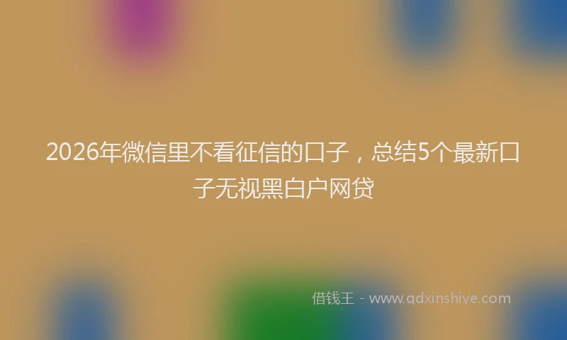 2026年微信里不看征信的口子,总结5个最新口子无视黑白户网贷