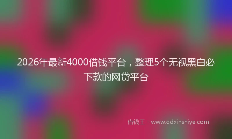 2026年最新4000借钱平台，整理5个无视黑白必下款的网贷平台