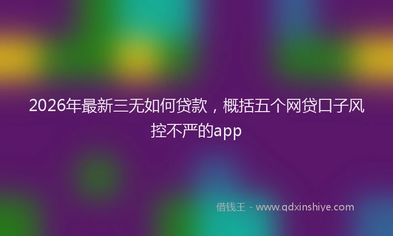 2026年最新三无如何贷款，概括五个网贷口子风控不严的app