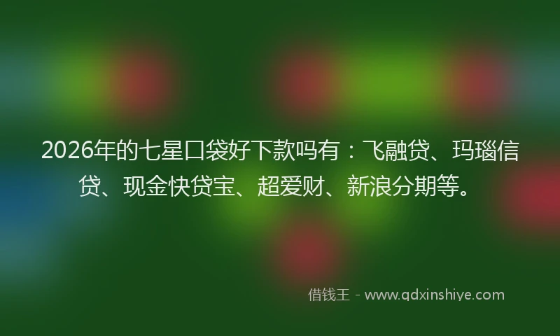 2026年的七星口袋好下款吗有:飞融贷、玛瑙信贷、现金快贷宝、超爱财、新浪分期等。