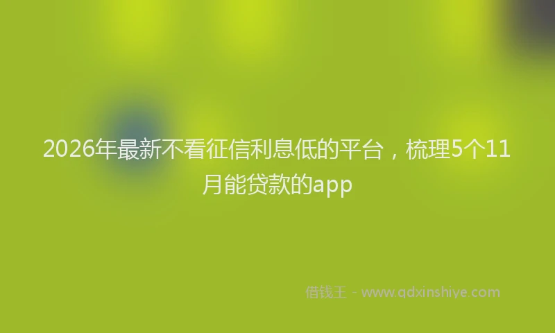 2026年最新不看征信利息低的平台,梳理5个11月能贷款的app