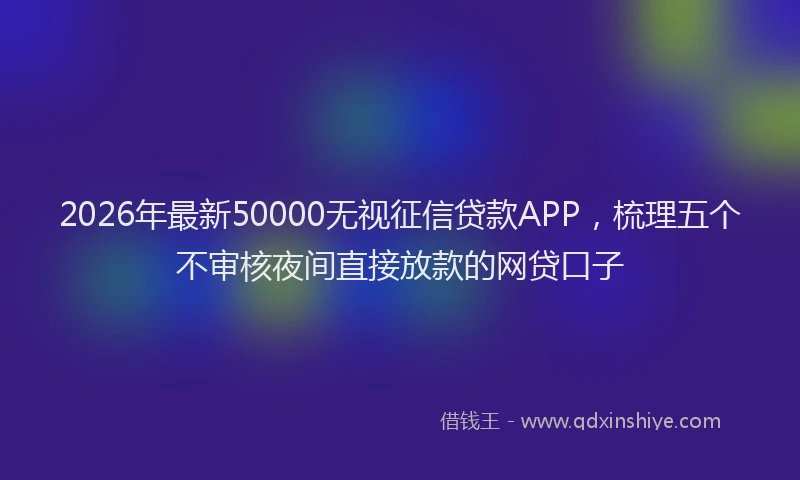 2026年最新50000无视征信贷款APP，梳理五个不审核夜间直接放款的网贷口子
