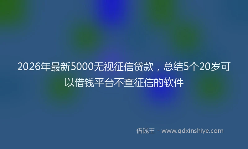 2026年最新5000无视征信贷款，总结5个20岁可以借钱平台不查征信的软件
