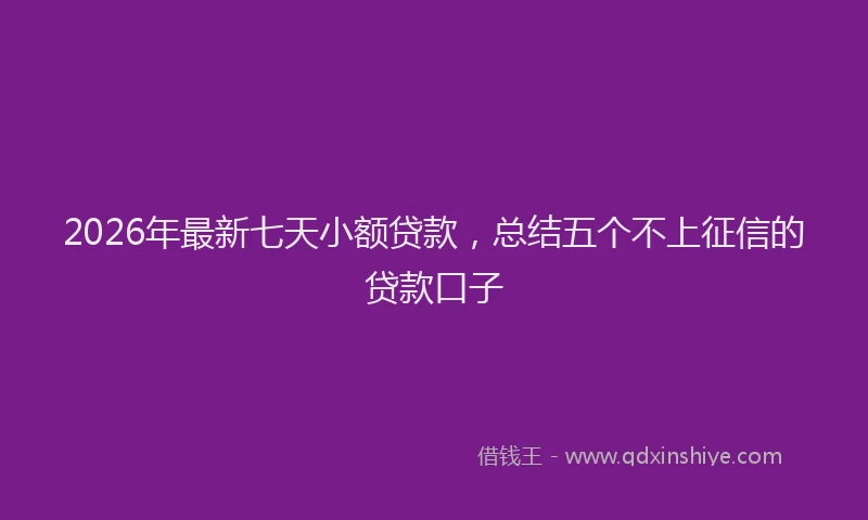 2026年最新七天小额贷款，总结五个不上征信的贷款口子