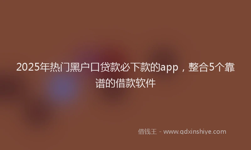 2025年热门黑户口贷款必下款的app，整合5个靠谱的借款软件