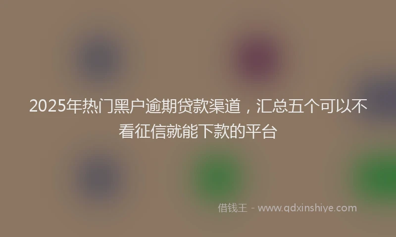 2025年热门黑户逾期贷款渠道,汇总五个可以不看征信就能下款的平台