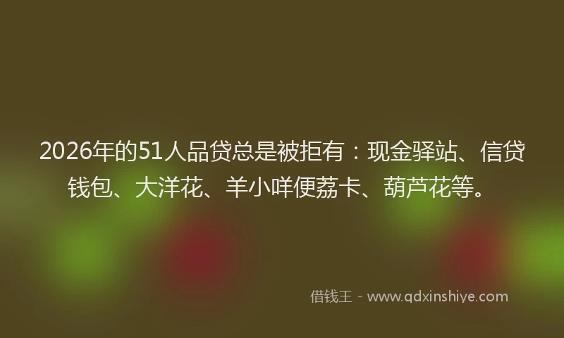 2026年的51人品贷总是被拒有：现金驿站、信贷钱包、大洋花、羊小咩便荔卡、葫芦花等。