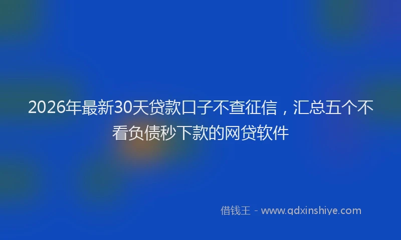 2026年最新30天贷款口子不查征信，汇总五个不看负债秒下款的网贷软件