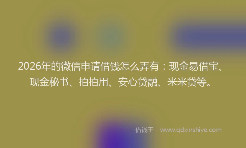 2026年的微信申请借钱怎么弄有：现金易借宝、现金秘书、拍拍用、安心贷融、米米贷等。