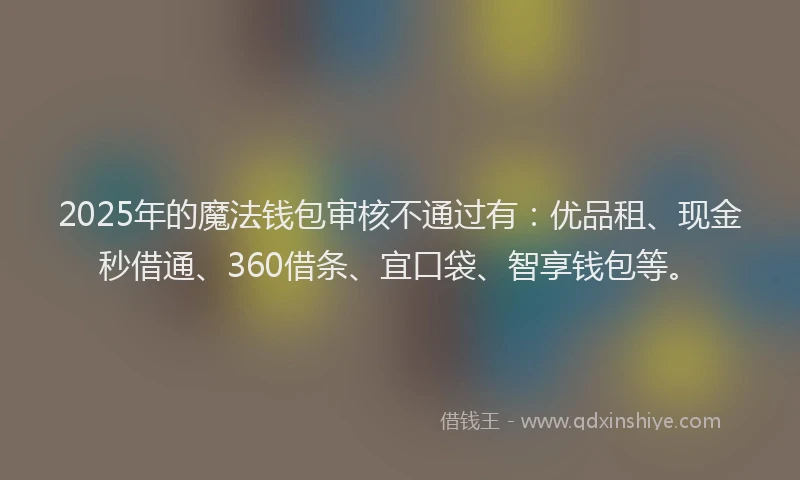 2025年的魔法钱包审核不通过有:优品租、现金秒借通、360借条、宜口袋、智享钱包等。