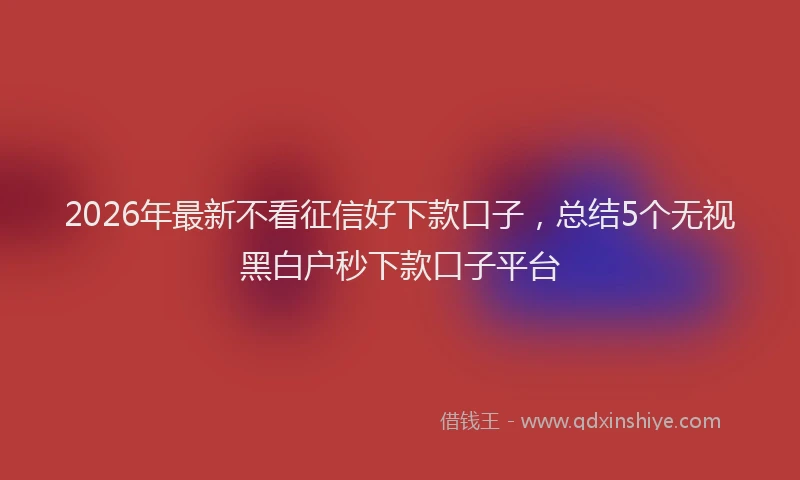 2026年最新不看征信好下款口子，总结5个无视黑白户秒下款口子平台