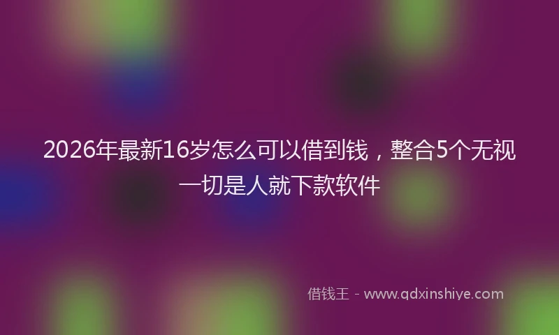 2026年最新16岁怎么可以借到钱,整合5个无视一切是人就下款软件