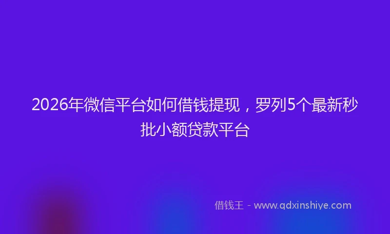 2026年微信平台如何借钱提现，罗列5个最新秒批小额贷款平台