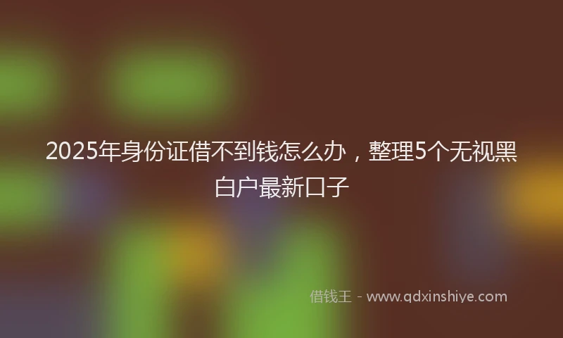 2025年身份证借不到钱怎么办，整理5个无视黑白户最新口子