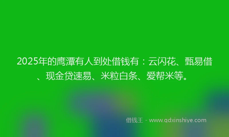 2025年的鹰潭有人到处借钱有:云闪花、甄易借、现金贷速易、米粒白条、爱帮米等。