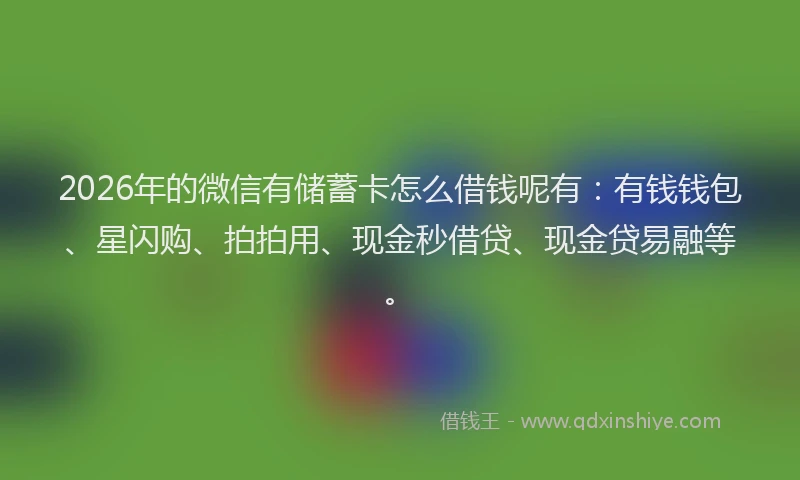 2026年的微信有储蓄卡怎么借钱呢有：有钱钱包、星闪购、拍拍用、现金秒借贷、现金贷易融等。