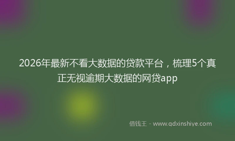 2026年最新不看大数据的贷款平台,梳理5个真正无视逾期大数据的网贷app