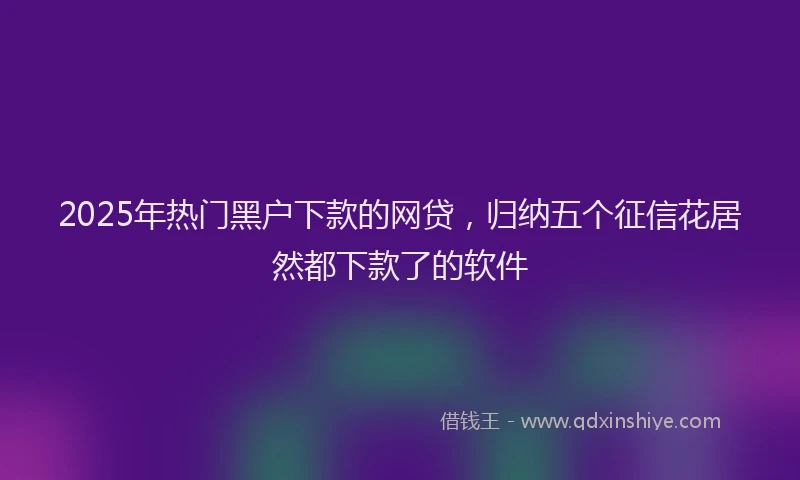 2025年热门黑户下款的网贷，归纳五个征信花居然都下款了的软件