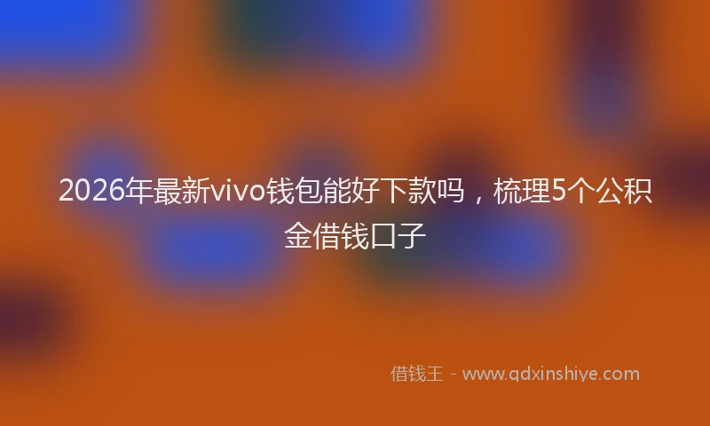 2026年最新vivo钱包能好下款吗，梳理5个公积金借钱口子