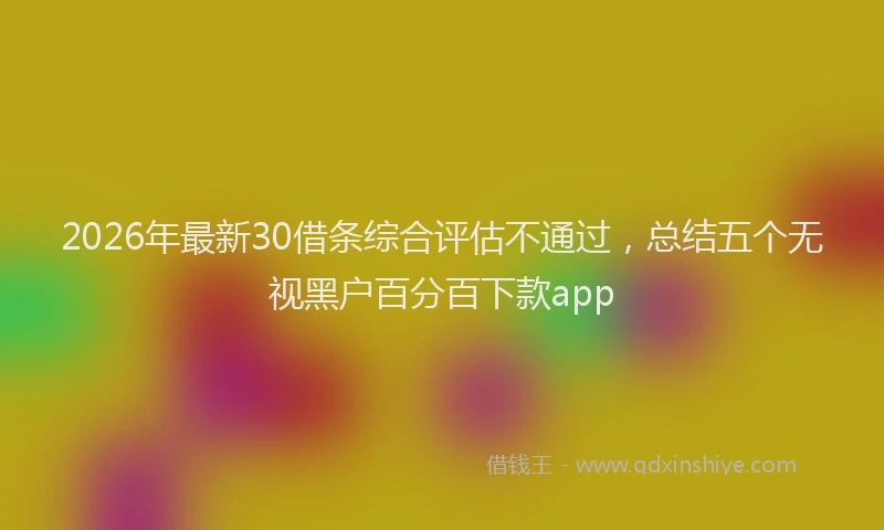 2026年最新30借条综合评估不通过，总结五个无视黑户百分百下款app