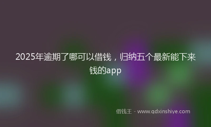2025年逾期了哪可以借钱，归纳五个最新能下来钱的app
