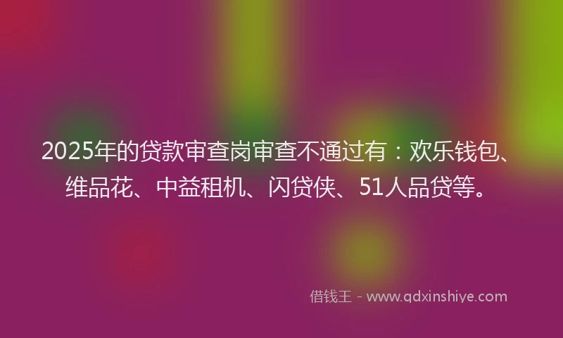 2025年的贷款审查岗审查不通过有：欢乐钱包、维品花、中益租机、闪贷侠、51人品贷等。