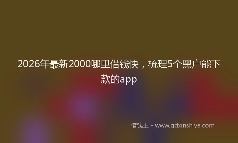 2026年最新2000哪里借钱快,梳理5个黑户能下款的app