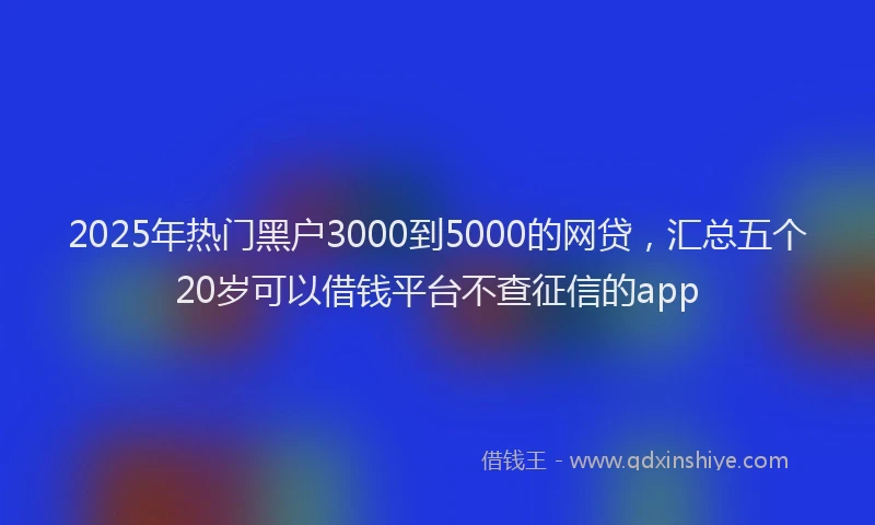 2025年热门黑户3000到5000的网贷,汇总五个20岁可以借钱平台不查征信的app