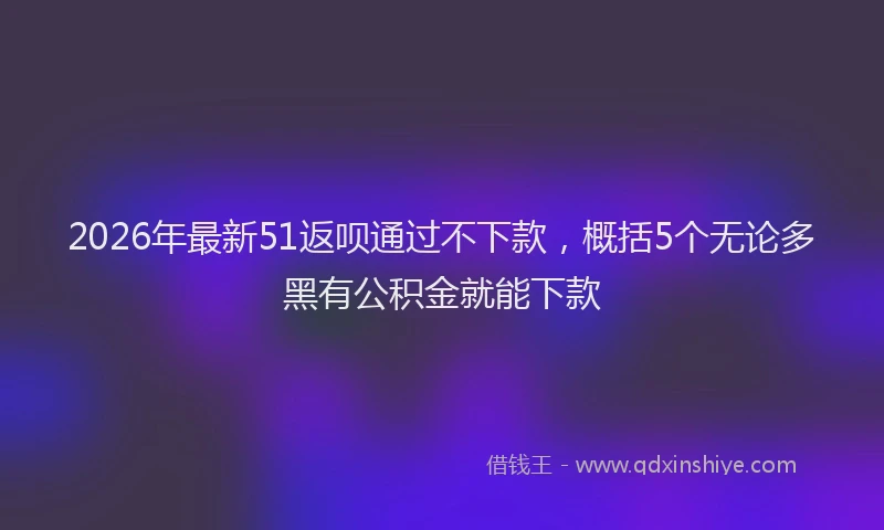 2026年最新51返呗通过不下款，概括5个无论多黑有公积金就能下款