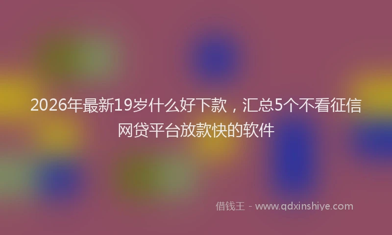 2026年最新19岁什么好下款，汇总5个不看征信网贷平台放款快的软件