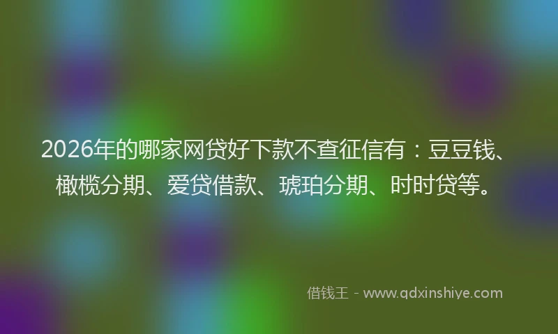 2026年的哪家网贷好下款不查征信有:豆豆钱、橄榄分期、爱贷借款、琥珀分期、时时贷等。